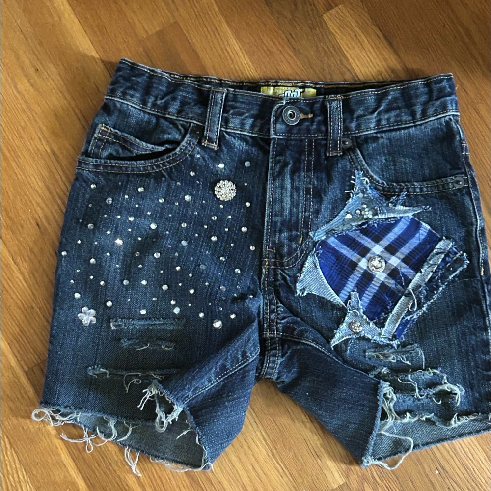 Stylish Blue Kids Denim Shorts with Embellishments